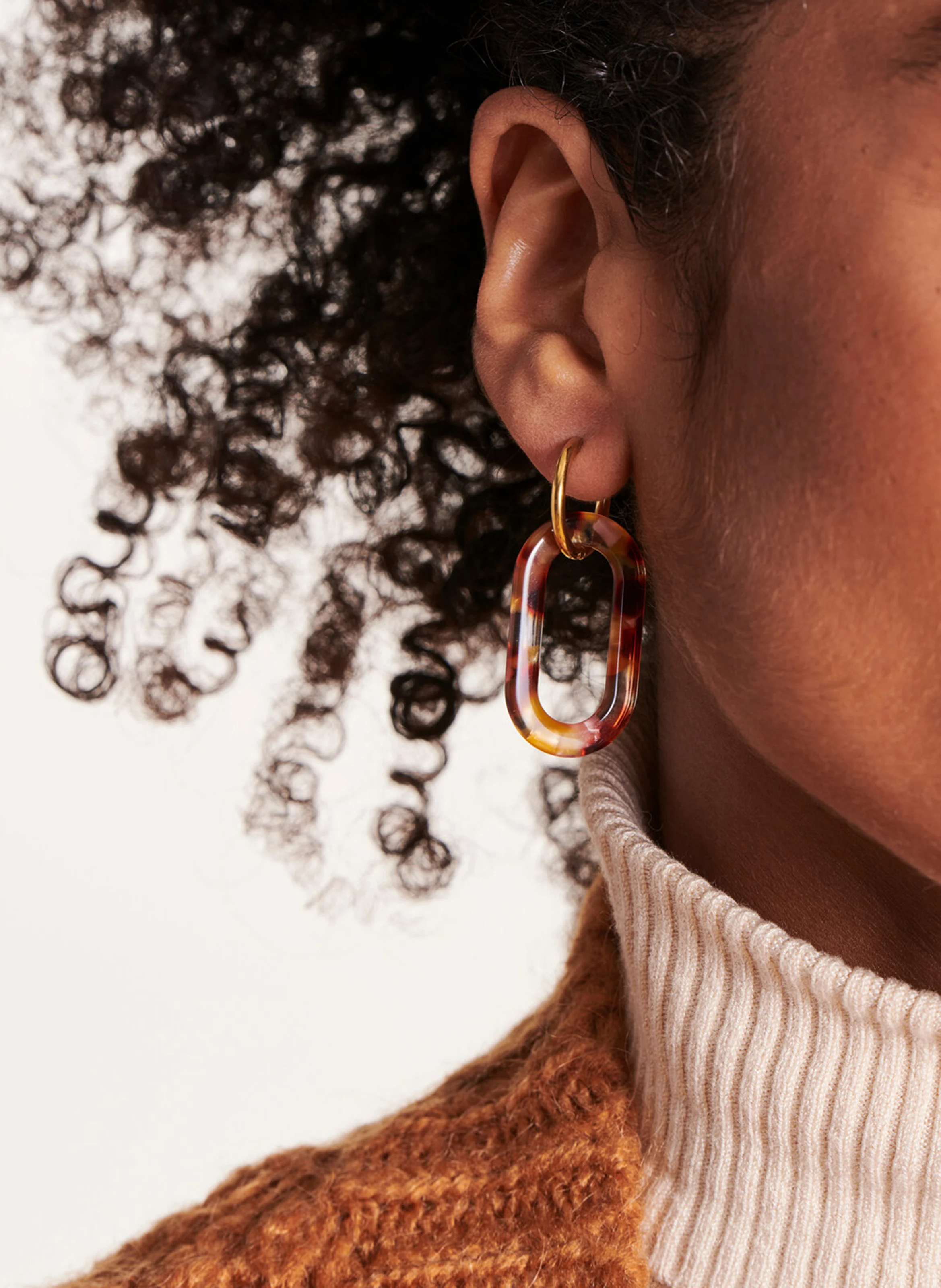 Boucles d'oreilles pendantes | Marron