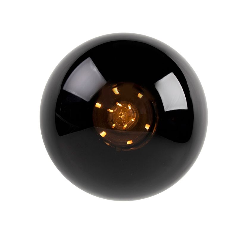 Art deco plafondlamp messing met zwart glas - Pallon