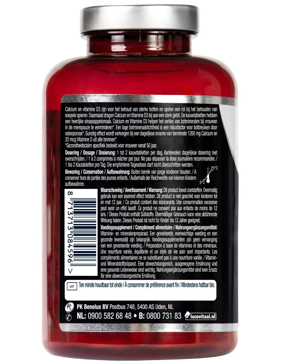 Calcium 500 mg + D3 20 mcg kauwtabletten