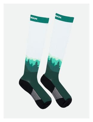 Chaussettes de Compression Nathan Speed Knee High Imprimé Blanc/Vert
