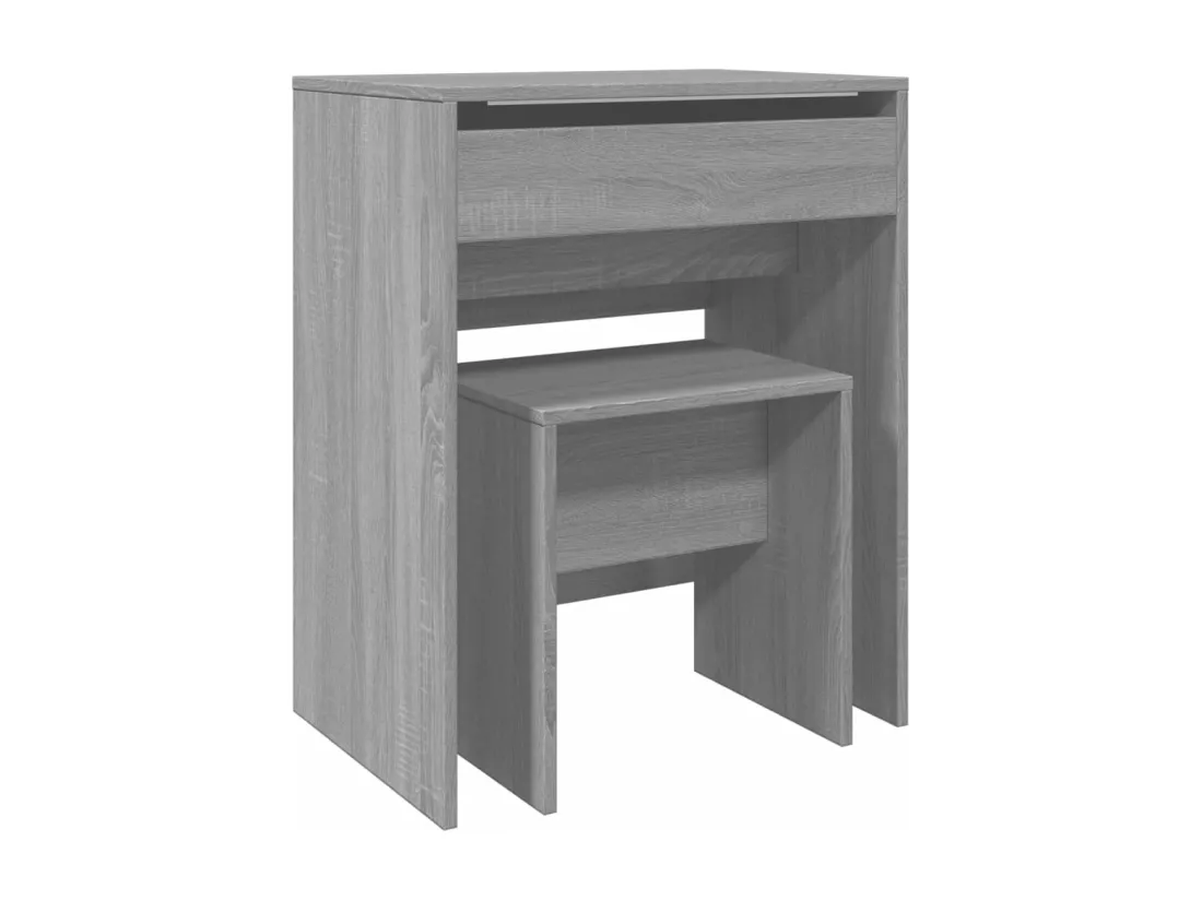 Coiffeuse et tabouret sonoma gris 60x40x113,5 cm