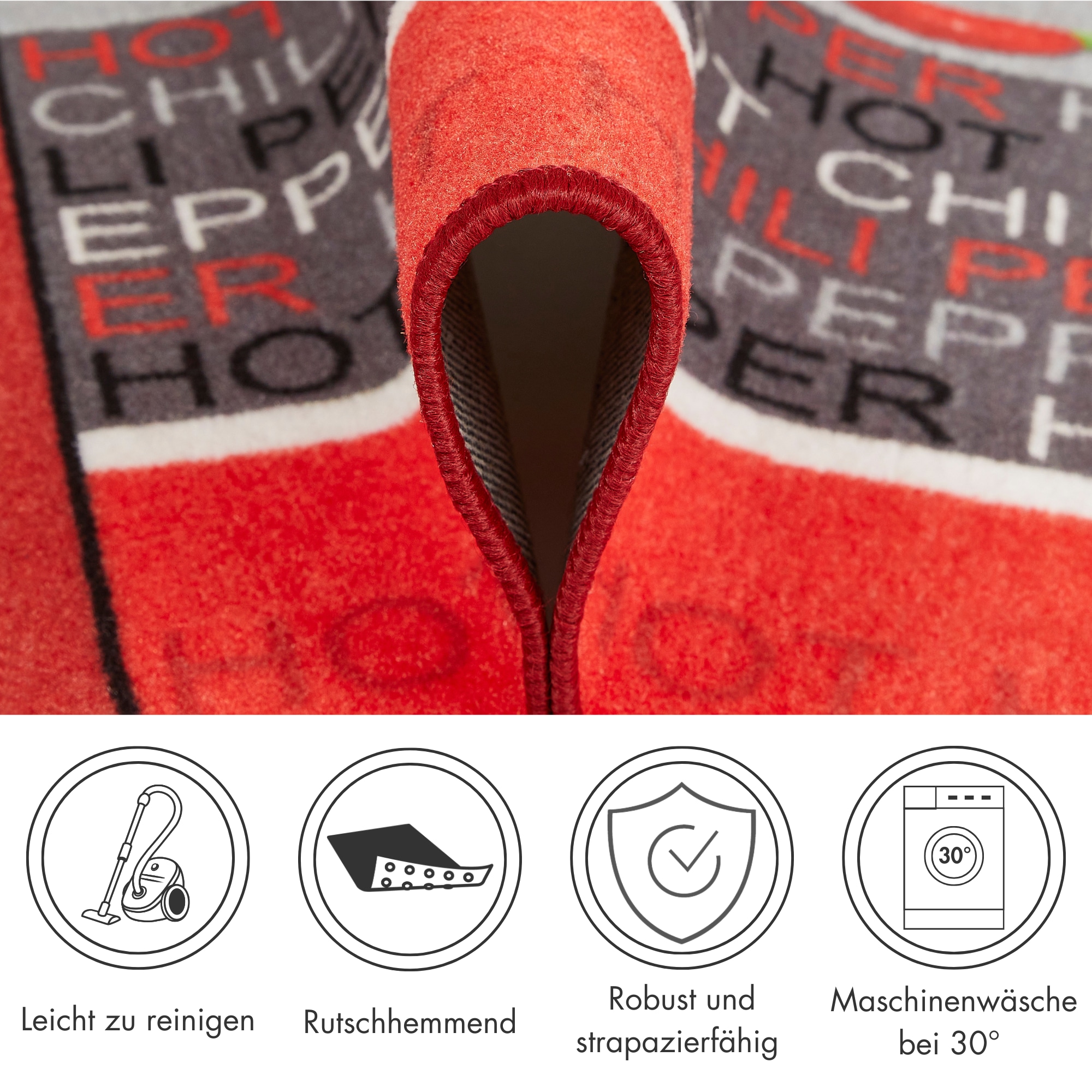Andiamo Küchenläufer »Hot Pepper« rechteckig 5 mm Höhe Motiv Peperoni/Chili, Küche, waschbar, Kundenliebling