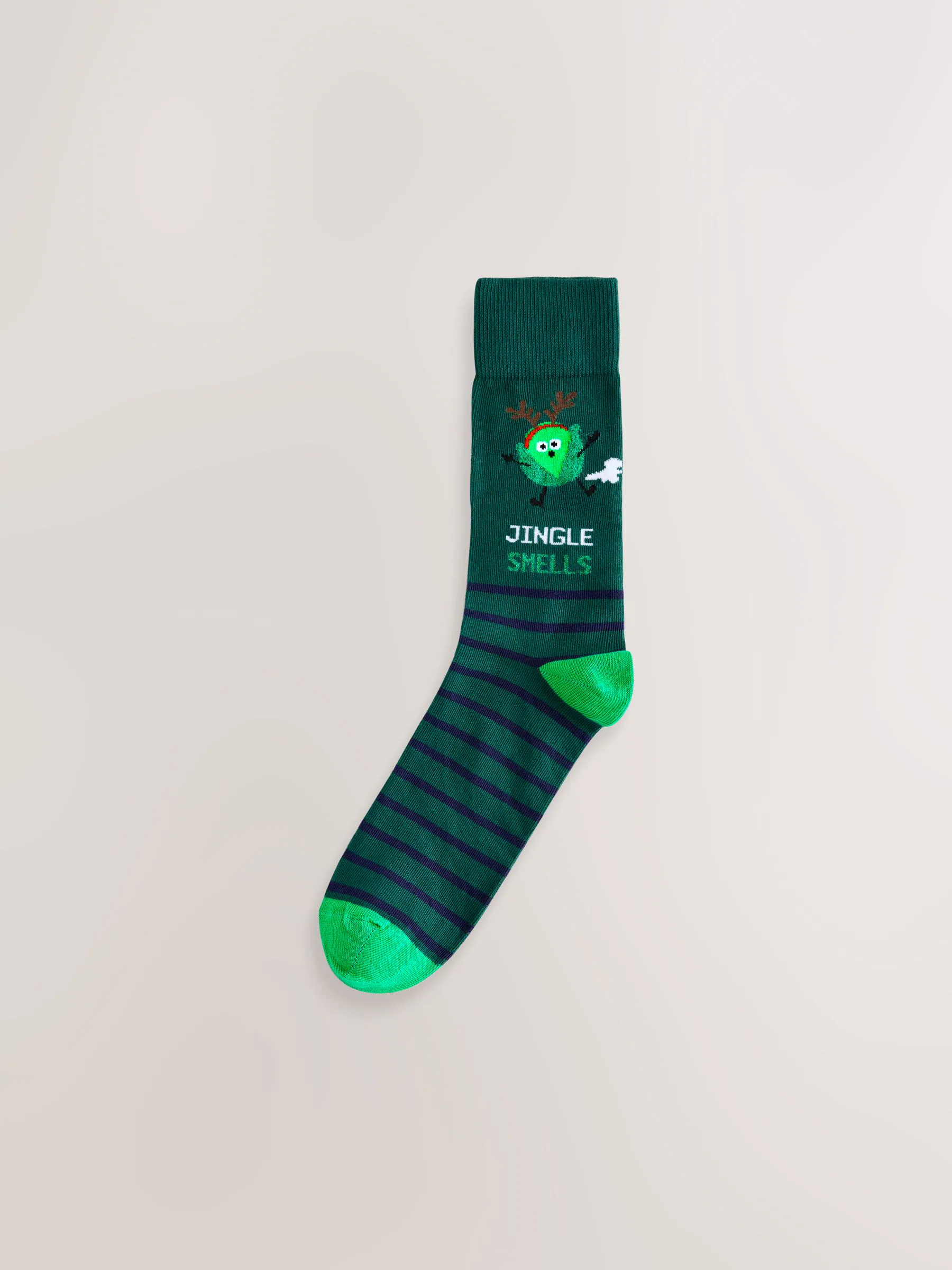 Groen/blauw spruitjes - 2 pack sokken met kerstpatroon