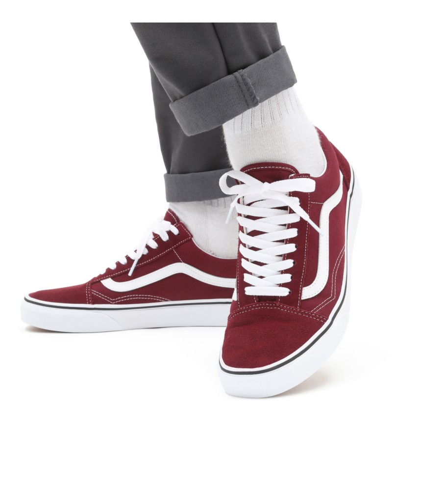 Tênis Vans Old Skool de couro, cor bordô