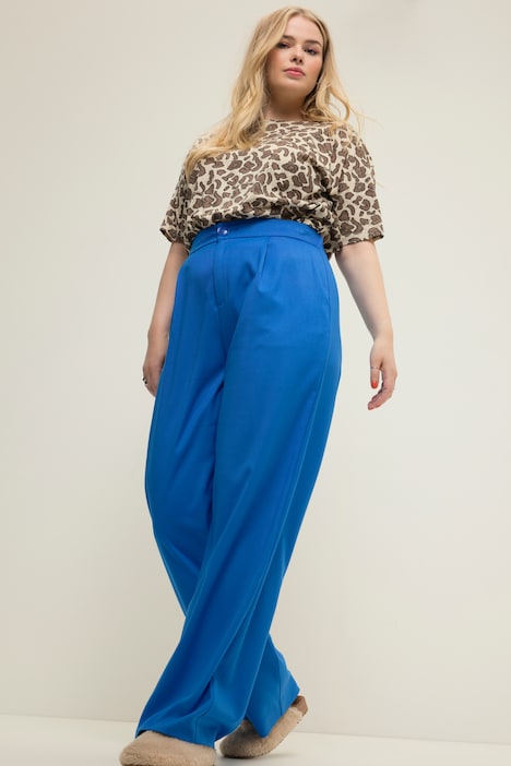 Hose, Wide Legs, HighWaist, teilelastischer Bund