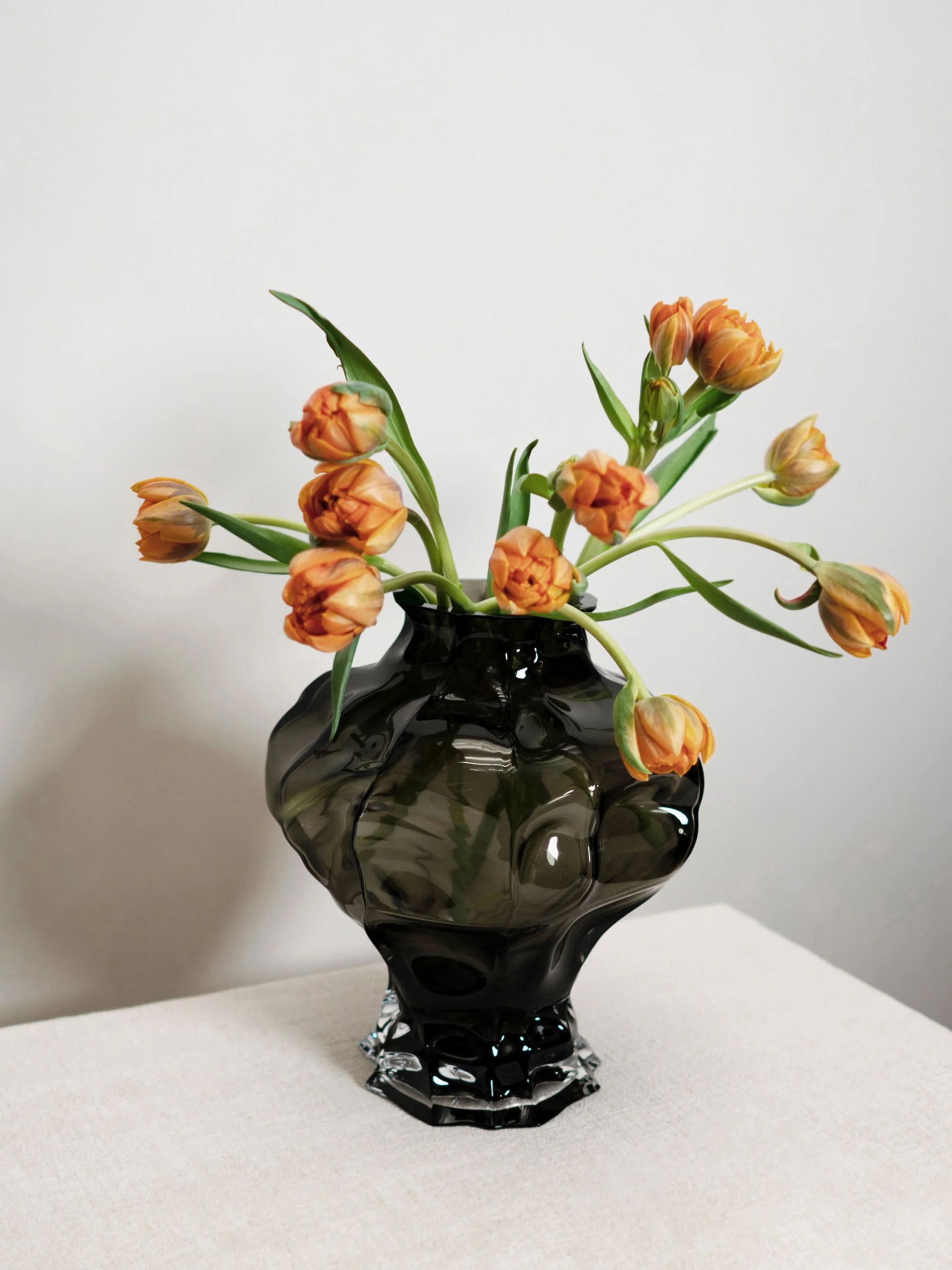 Mondgeblazen glazen vaas Ammonit, H 30 cm