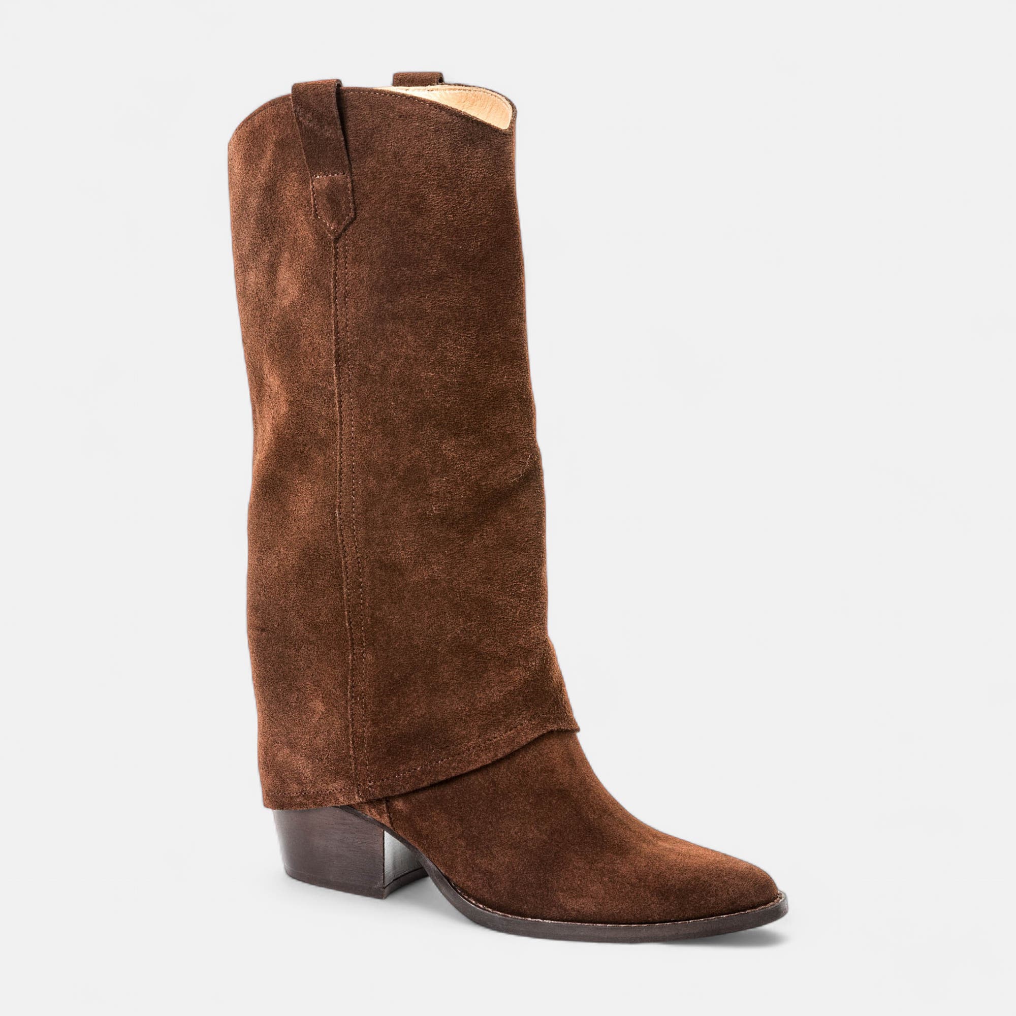 Bottes à talon Femme en cuir marron