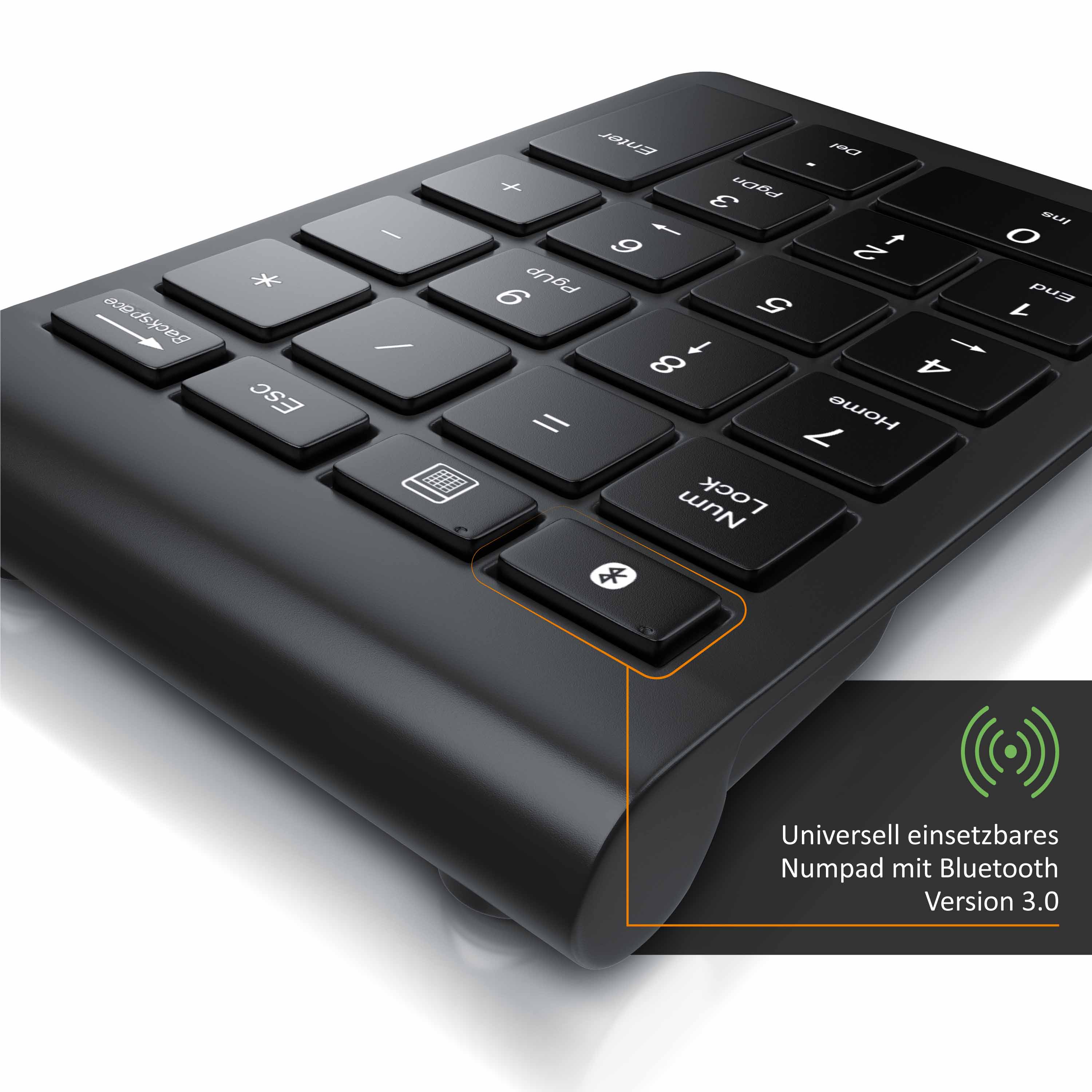 Aplic Bluetooth Numpad mit 22 Tasten Keypad / Ziffernblock mit Multimediatasten