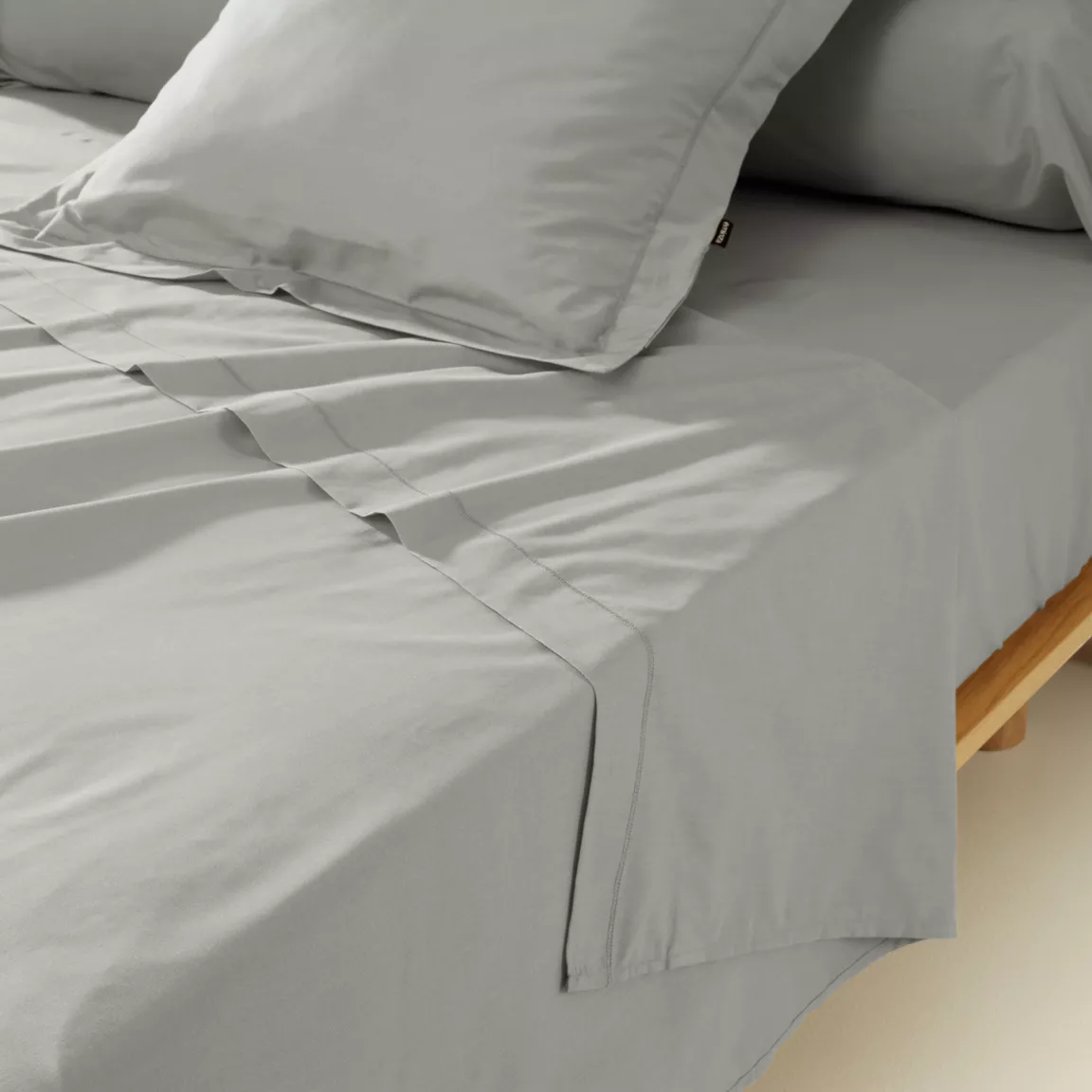 Drap plat percale de coton (240 x 300 cm) Cali Gris clair