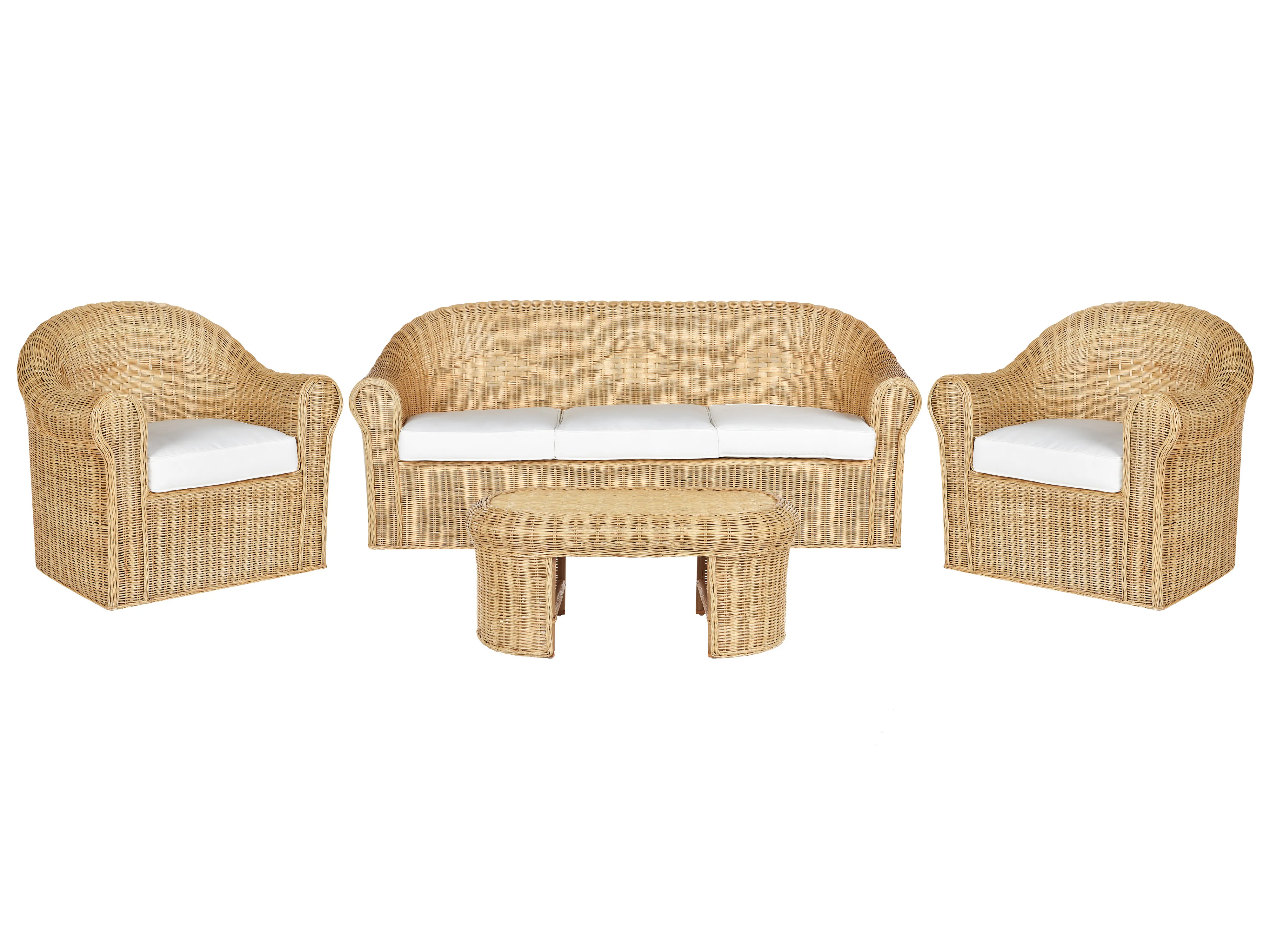 Loungeset met tafel 5-zits LIVADEIA Rotan Natuurlijk