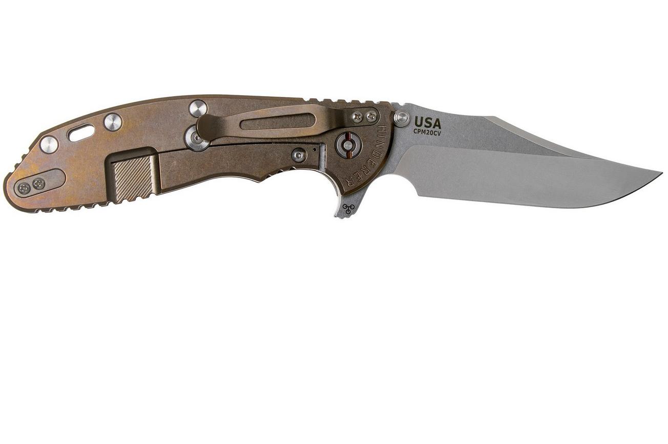 Rick Hinderer XM-24 4” Bowie, CPM 20CV, Stonewashed Bronze, OD Green G10 zakmes