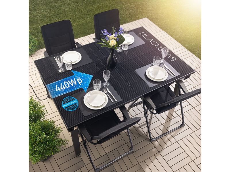 BLACKGLAS Solartisch ECOstyle SW 440 W Solartisch Balkonkraftwerk ohne Rollen