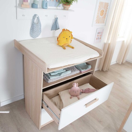 Cabane Commode à Langer 2 Tiroirs   Blanc / Bois        de               Roba