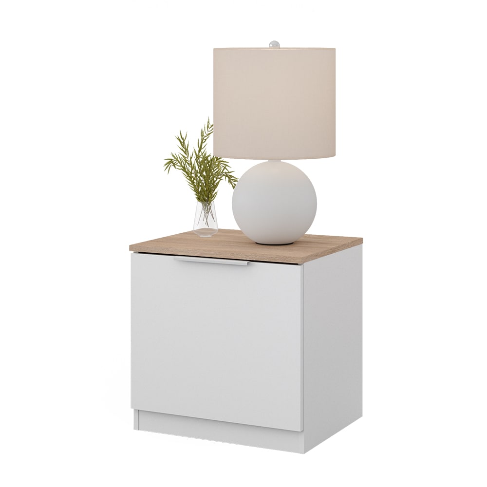 Vicco Nachttisch Betti, 50 x 50 cm, Weiß Sonoma mit 1 Klappe, Schlafzimmer