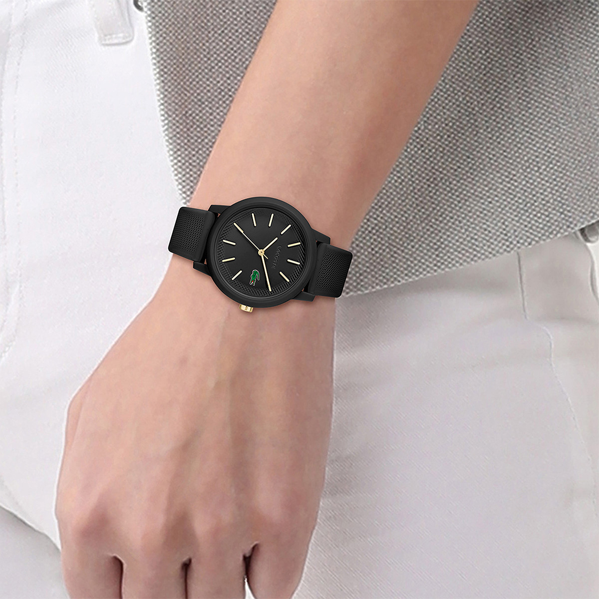 Montre Lacoste 12.12. femme résine bracelet silicone noir