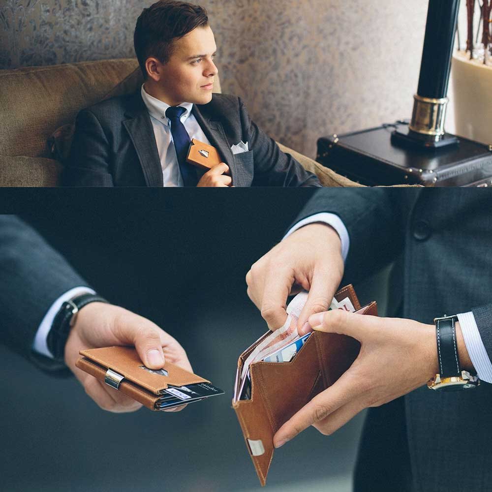 Exentri Leather Wallet RFID black chess