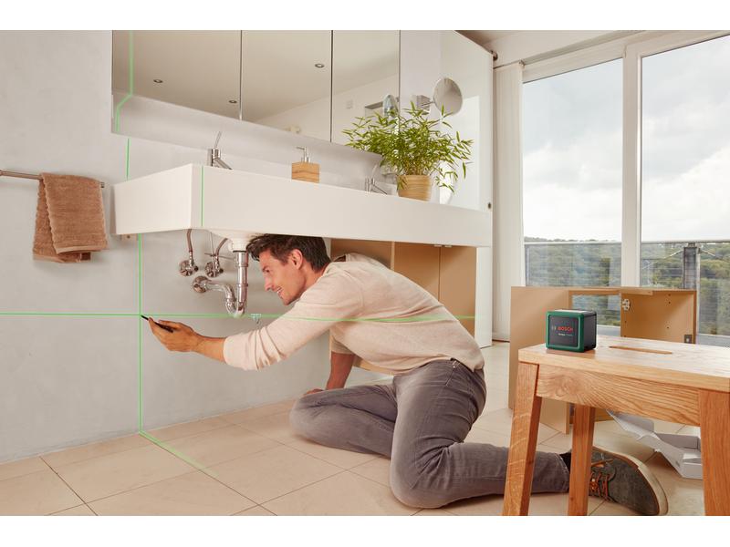 Bosch Kreuzlinien-Laser Quigo Green 12 m Grüne Lasertechnologie für bis zu viermal bessere Sichtbarkeit
