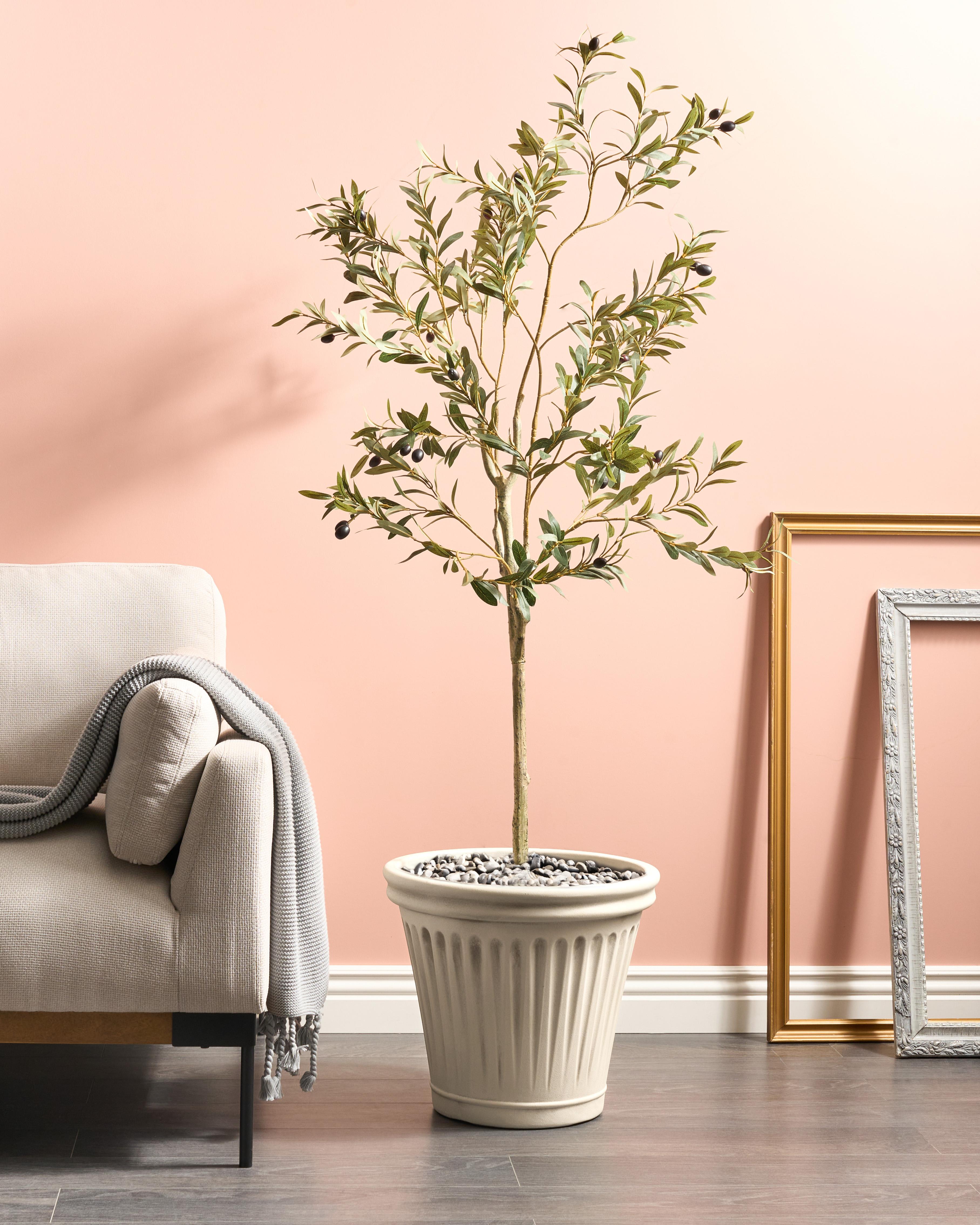 Bloempot MAIZE 43 cm Lichtbeige