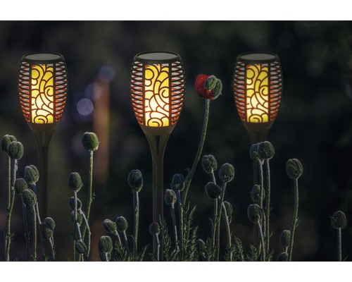 LED zaklamp Lafiora 1 st. zonne-energie buiten H 75 cm geel