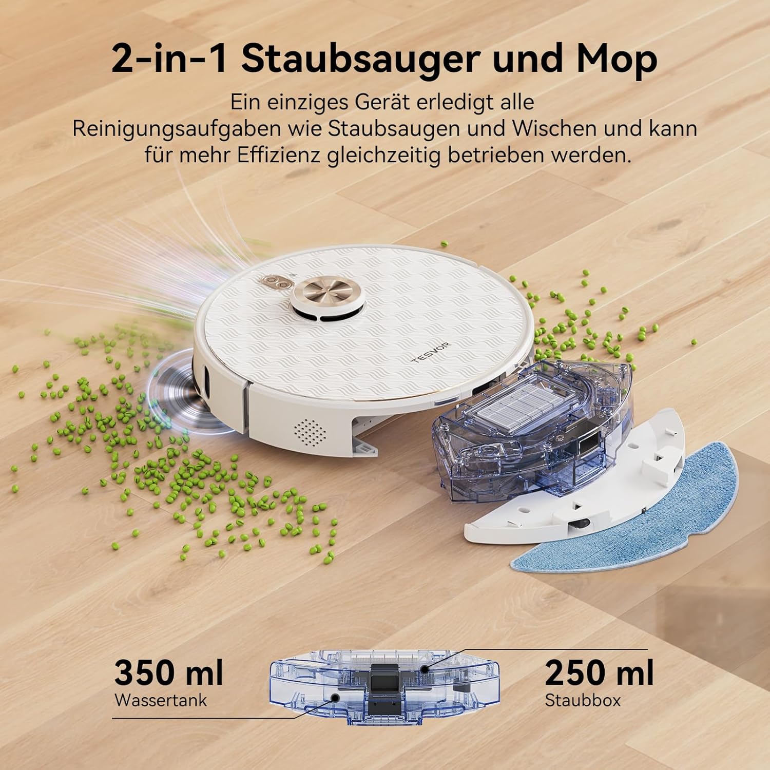 Tesvor S8Pro Saugroboter mit Wischfunktion -8000Pa Staubsauger Roboter 3in1 Roboterstaubsauger+LiDAR-Navigation+240 Min Laufzeit,APP/Alexa Steuerung,ideal für Haustierhaare,Teppiche,Hartböden.