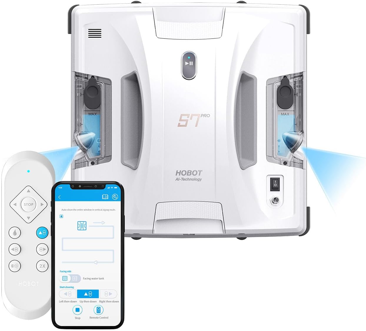 Fensterputzroboter: HOBOT S7 Pro Profi-Fensterputz-Roboter, Dual-Sprüher und -Wischer, App (Fensterputzroboter für Bürogebäude, Fensterroboter mit Wassertank, Fensterreinigung)
