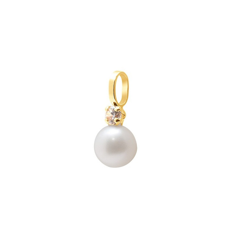 Pendentif Perle de Culture d'eau douce Blanche et Or Jaune 750/1000