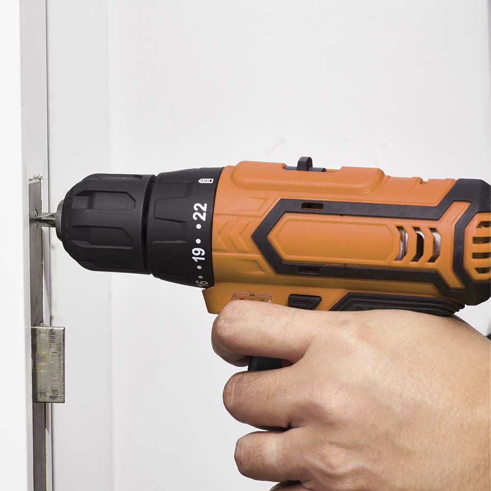 Perceuse visseuse électrique Profilex sans fil sur batterie bicolore