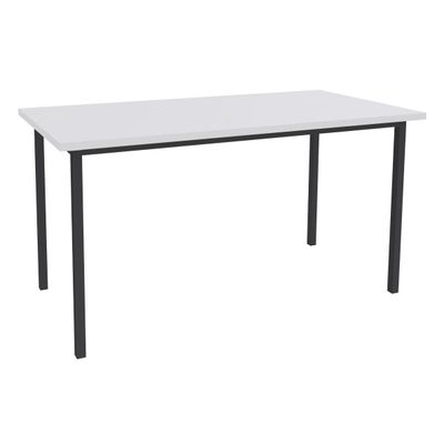 Table de réunion Rectangulaire - 120 x 60 cm - Pieds carrés anthracite - blanc perle