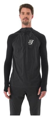 Maillot manches longues coupe-vent Compressport Hurricane Windproof 1/2 Zip Noir