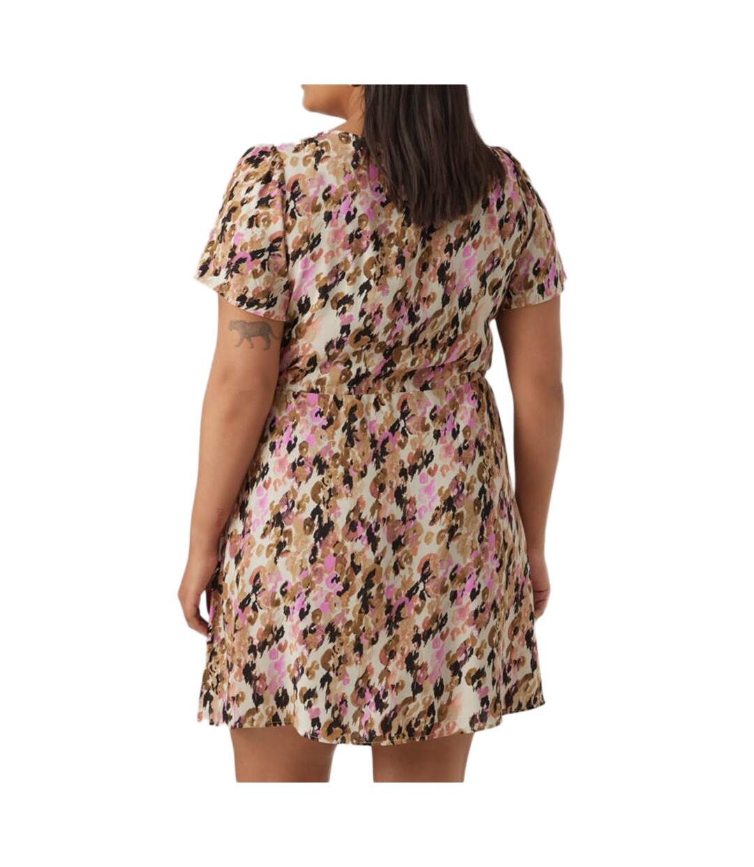 Robe Beige/Rose à Motifs Femme Vero Moda CURVE Easy