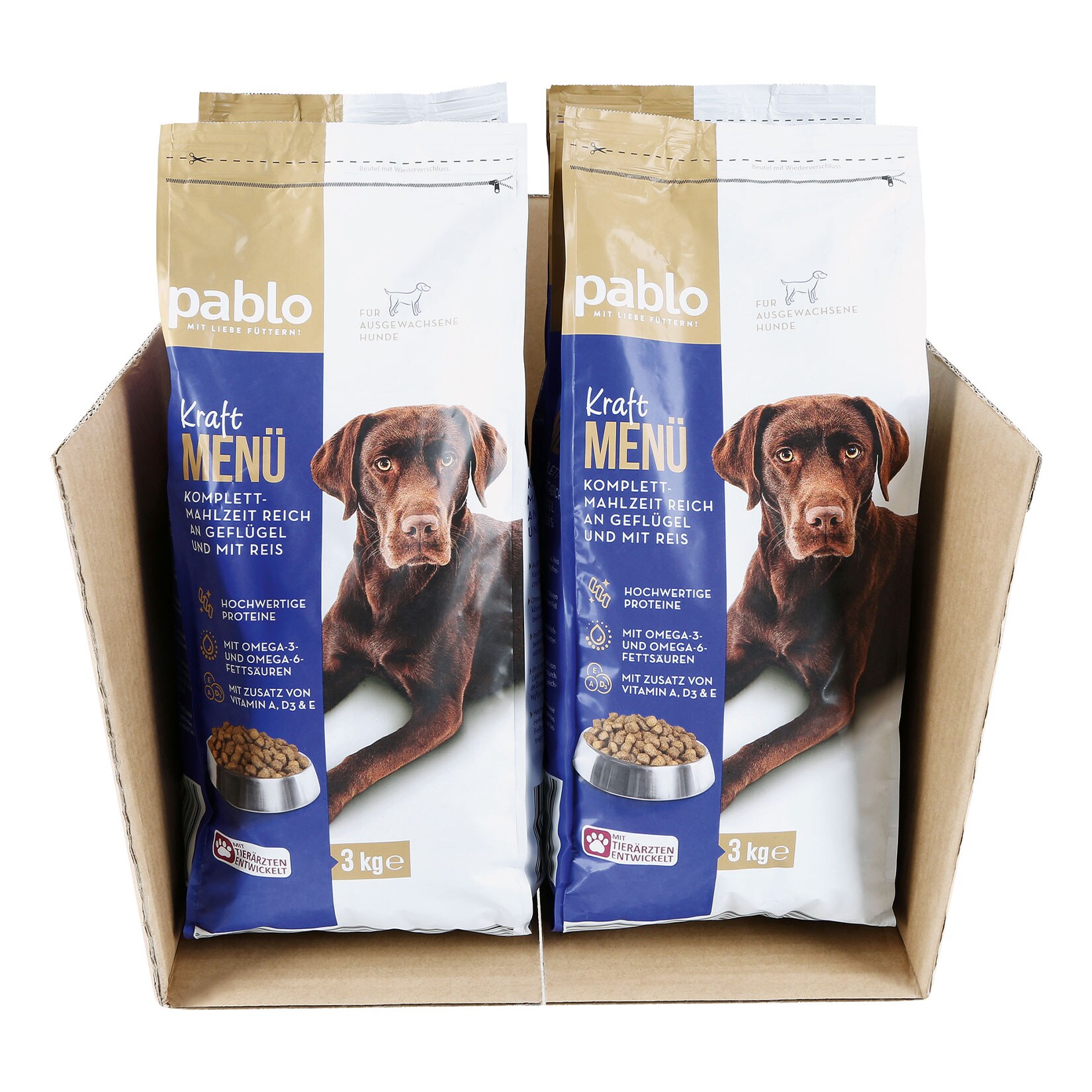 Pablo Hundenahrung Kraftmenü 3 kg, 4er Pack