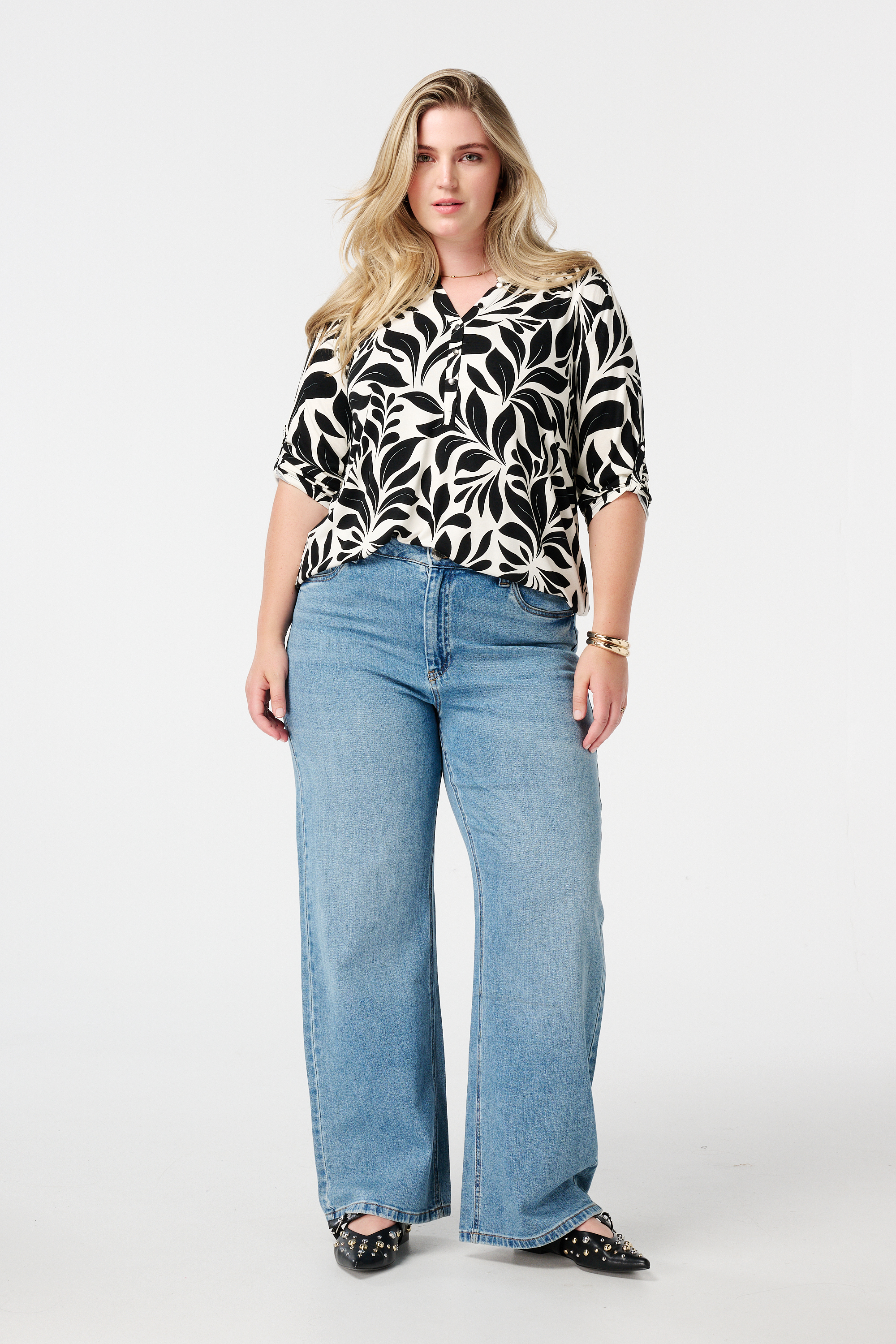 Top met print Multi zwart-wit