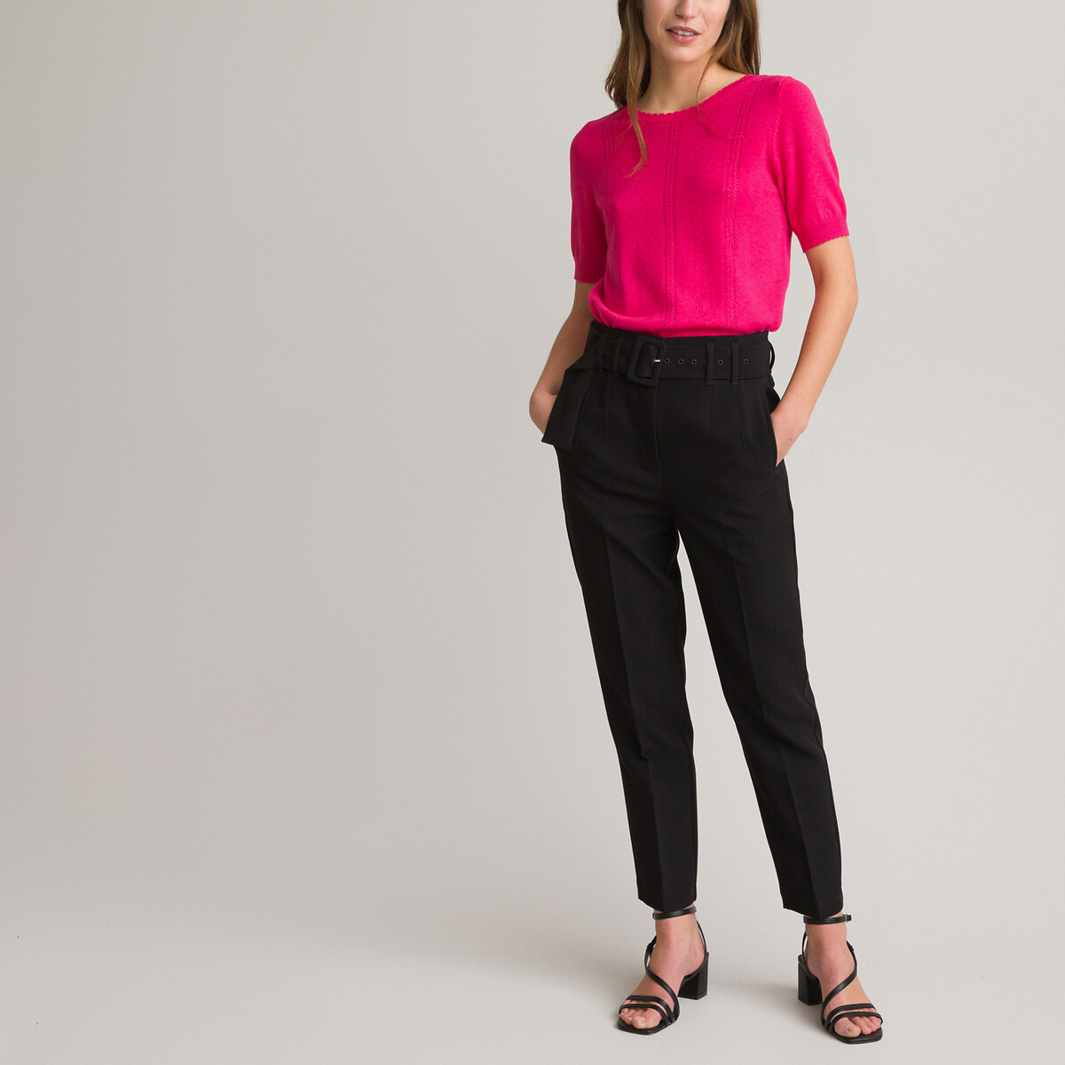 COLEÇÃO LA REDOUTE<br>Calças slim com cinto