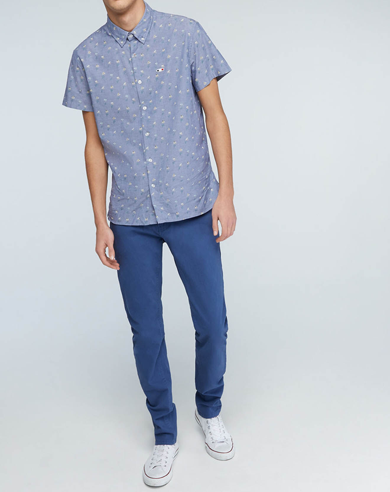 Oxbow Chemise droite Churchill imprimée vélo bleu grisé