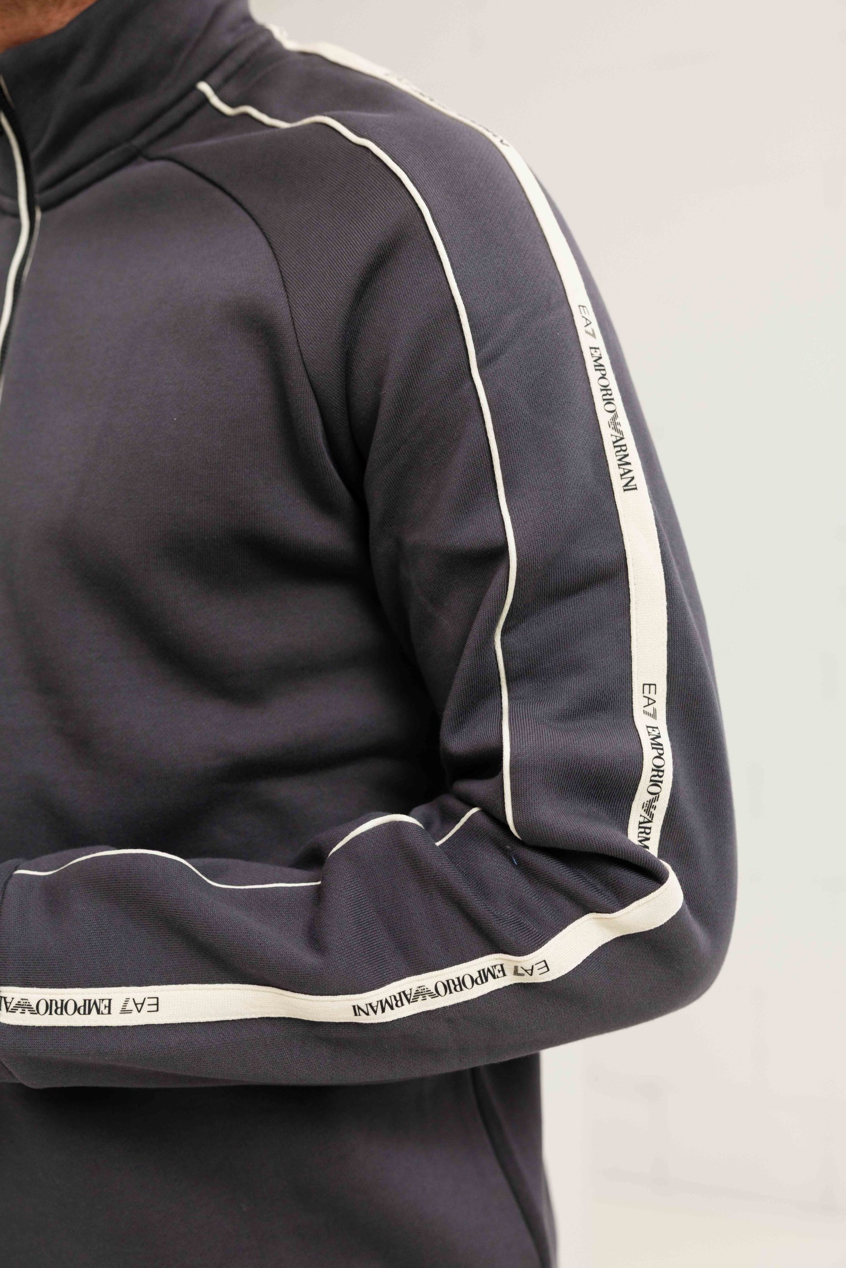 EA7 Emporio Armani 7M000971 Half Zip Sweater Heren Grijs