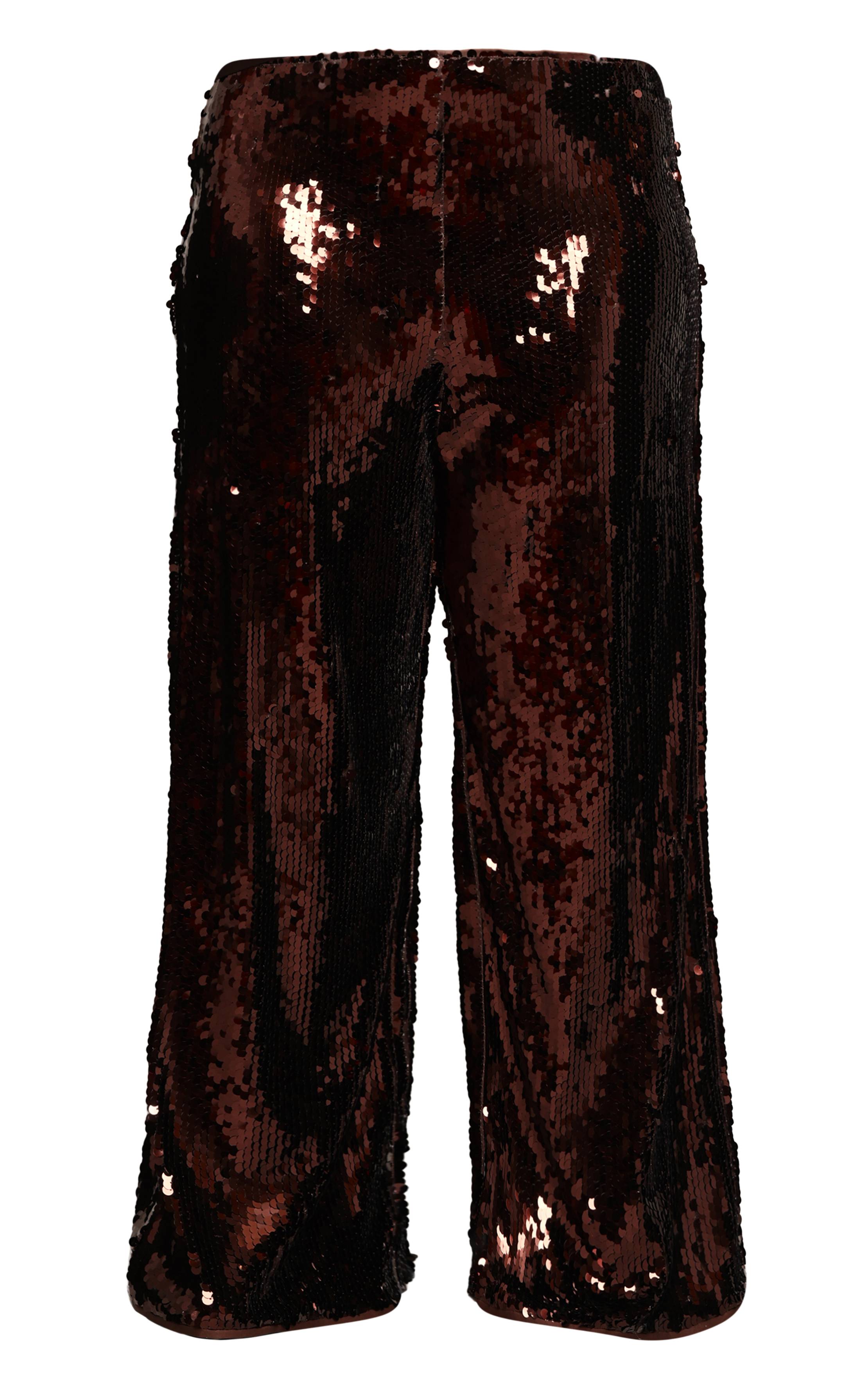 Dark Chocolate Pantalon Large Évasé À Sequins Grande Taille