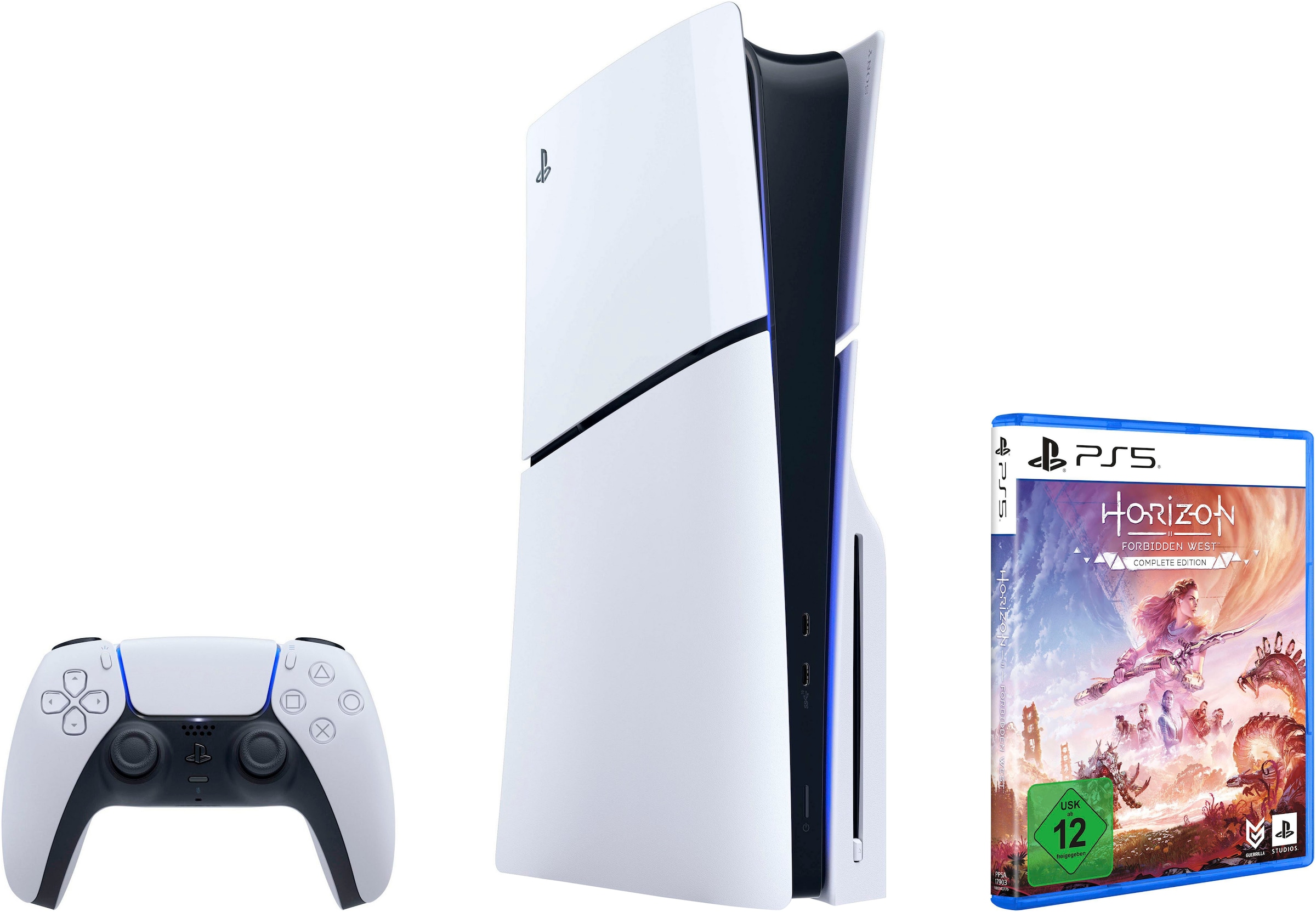 PlayStation 5 Konsolen-Set »PS5 Disk (Slim) + Horizon Forbidden West Complete Edition« 1.000 GB