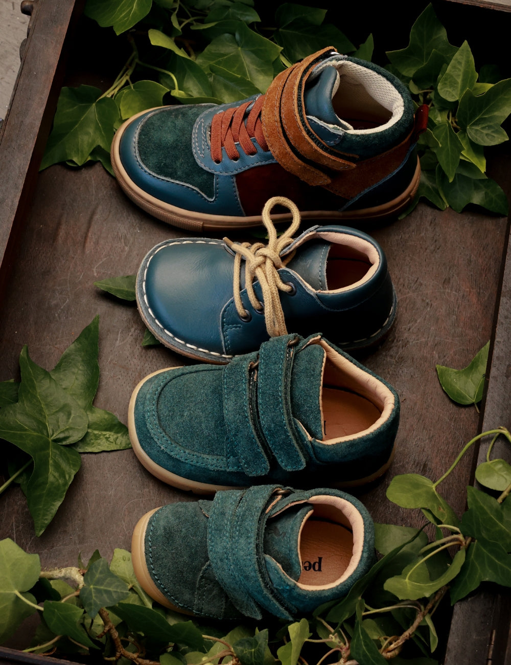 Mini Bootie Velcro - Teal Suede