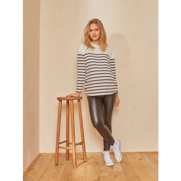 Vertbaudet Leggings em Imitação Pele Especial Grávida Preto 46/48