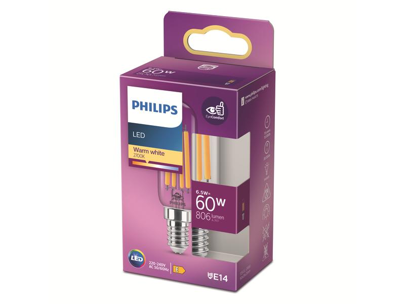 Philips LED T20 l Stablampe, E14, Klar, Warmweiss, 60W Ersa Warmweisses LED-Leuchtmittel T25 mit klarem Glas
