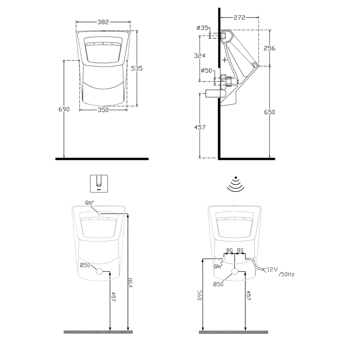 Isvea Purity urinoir 38x53,5cm wit