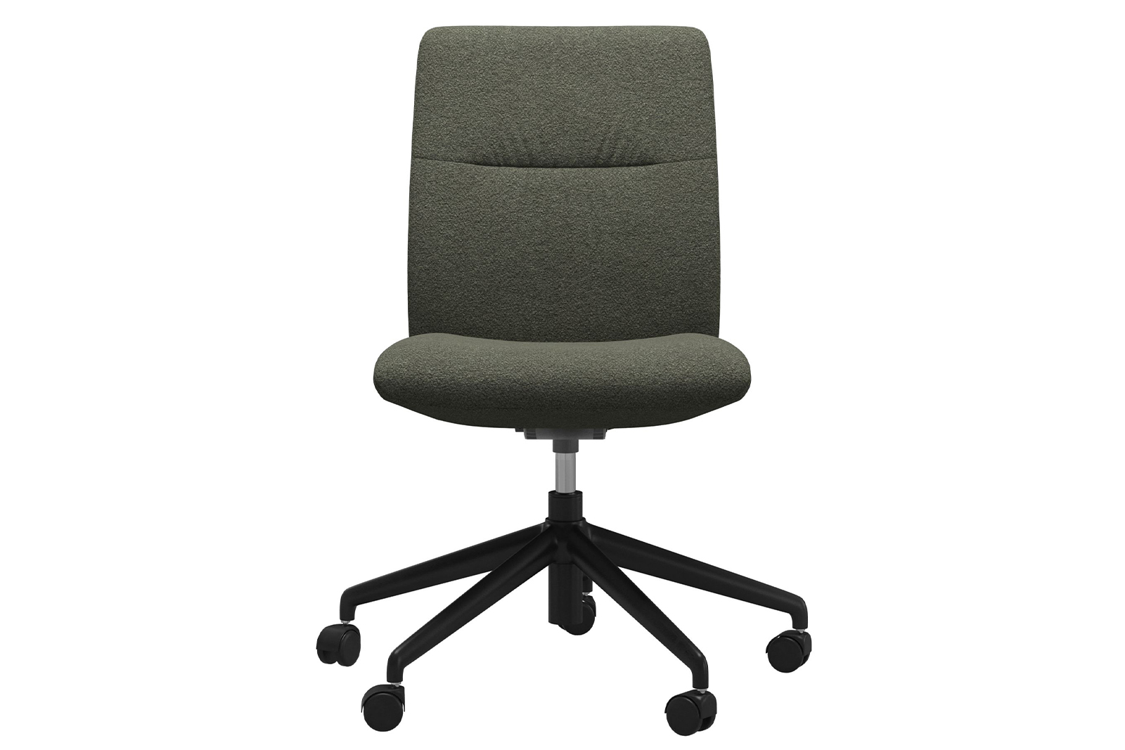 Mint kontorstol Lav stol i tekstil Orchid Green uten arm og med matt sort understell\n