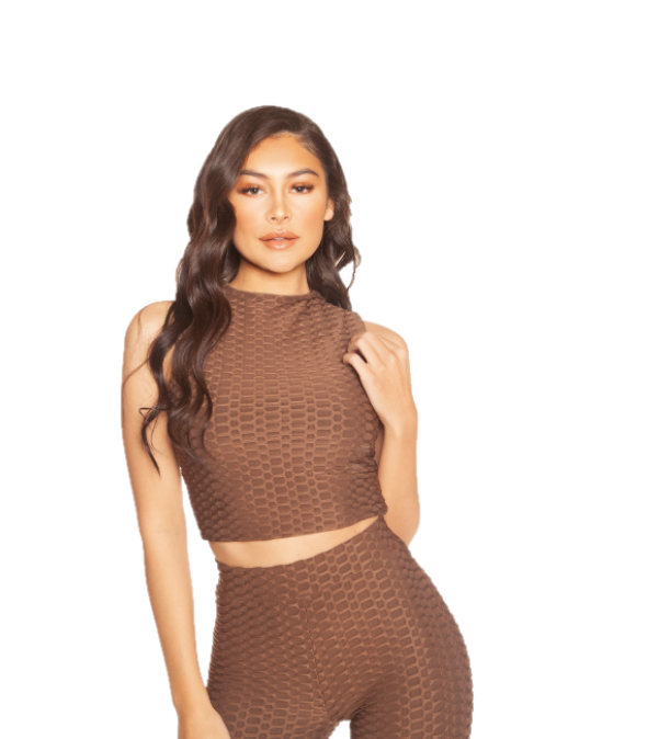 LA Sisters Honeycomb Crop Top Brown