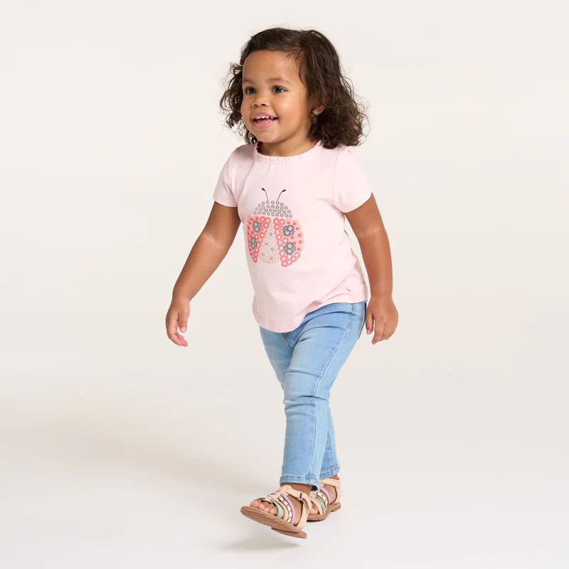 T-shirt coccinelle en relief rose bébé fille Rose