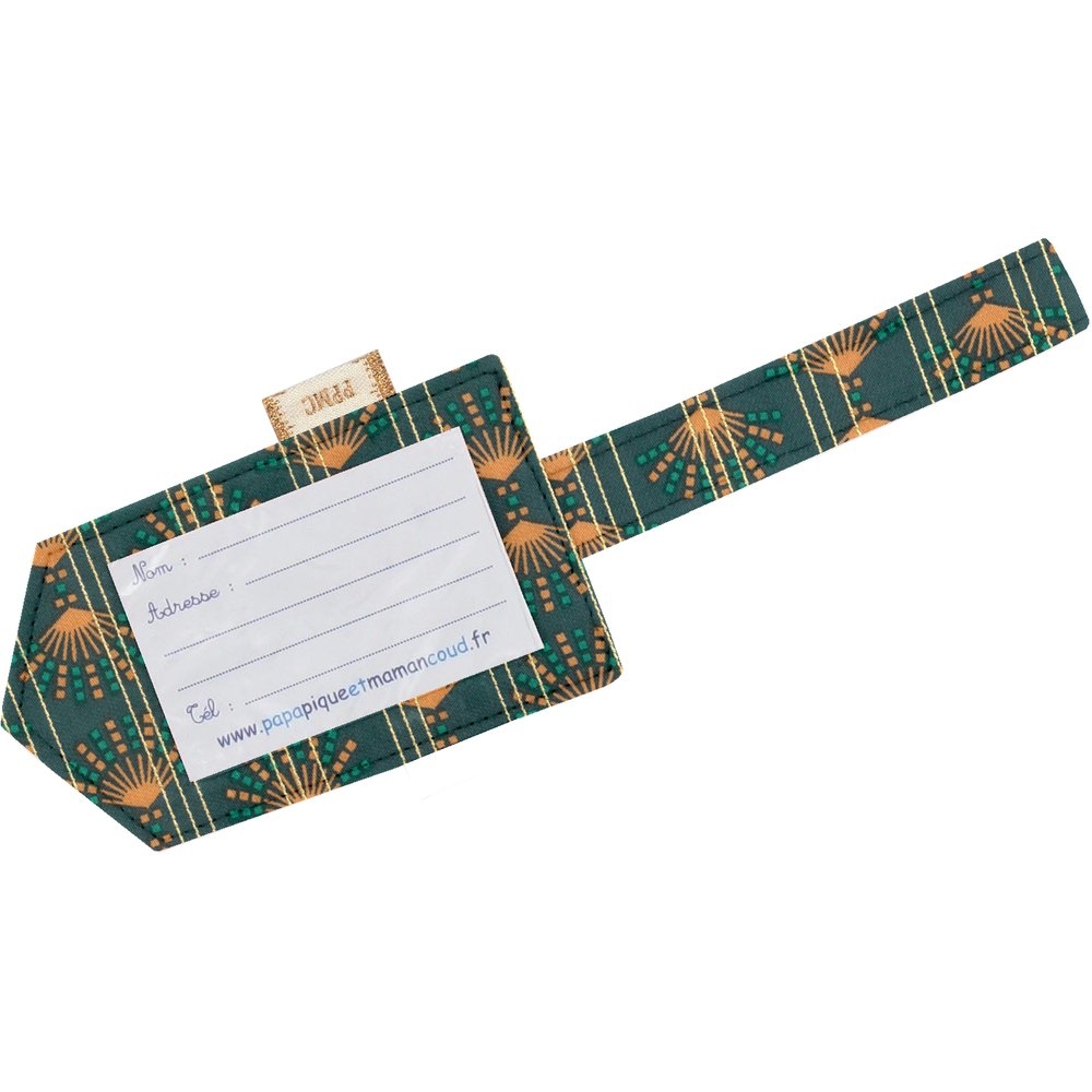 Etiquette Bagage Eventail Or Vert