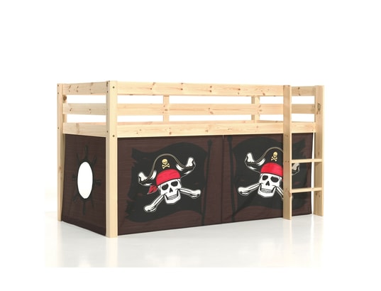 VIPACK - Lit mi-hauteur 90x200 sommier inclus housse pirate pino - bo...