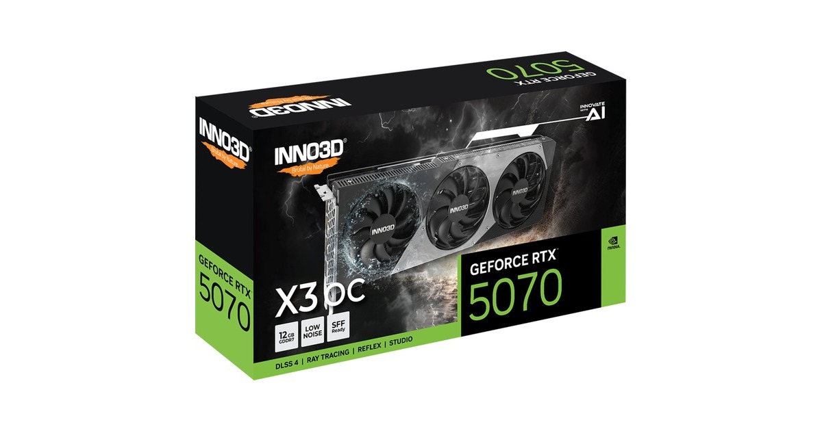 INNO3DGeForce RTX 5070 X3 OC grafische kaart  (DLSS 4, 3x DisplayPort, 1x HDMI 2.1)