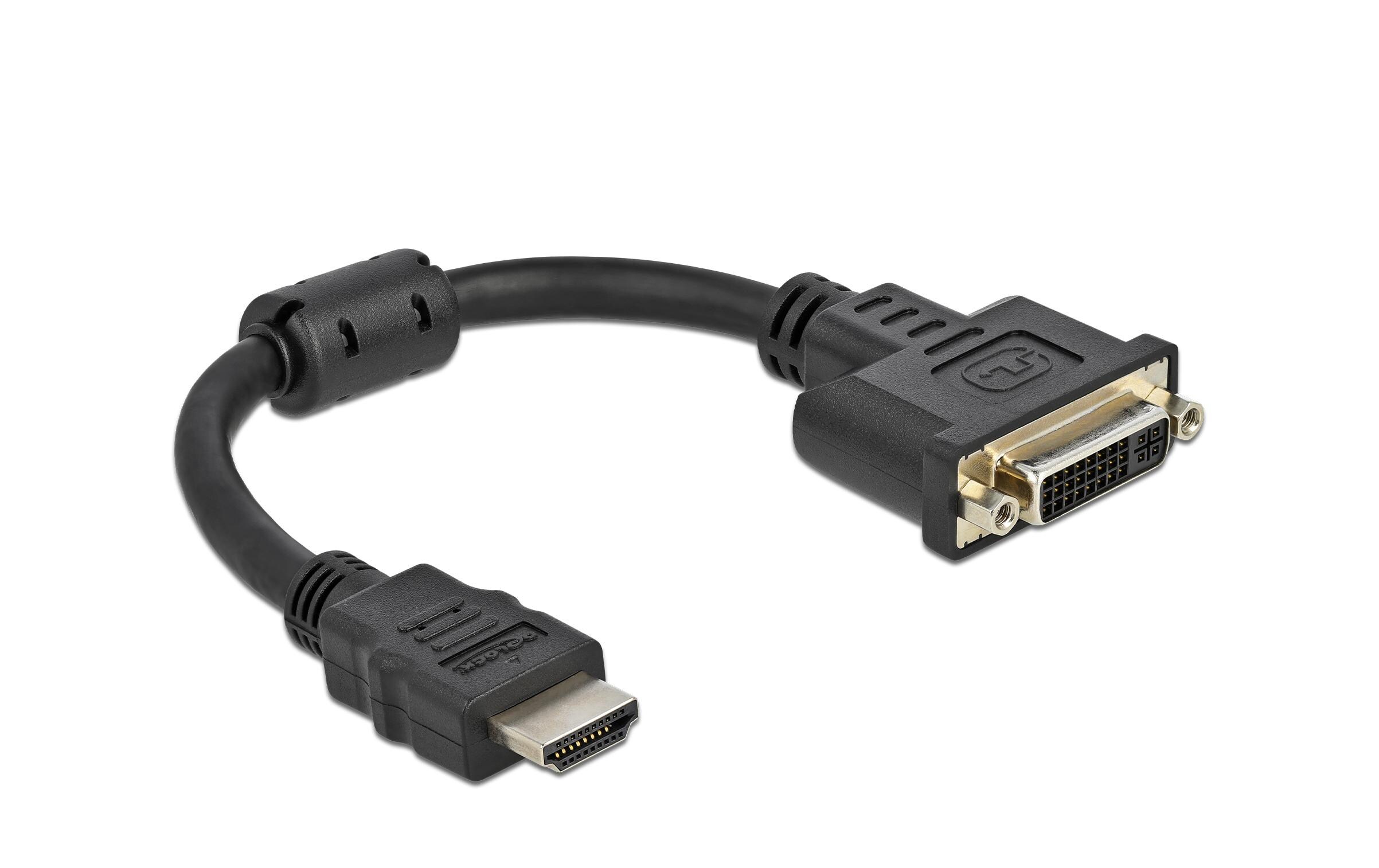Adapter HDMI – DVI, 4K/30Hz HDMI - DVI-DDelock Adapter HDMI Stecker zu DVI 24+5 Buchse 4K 30 Hz 20 cm