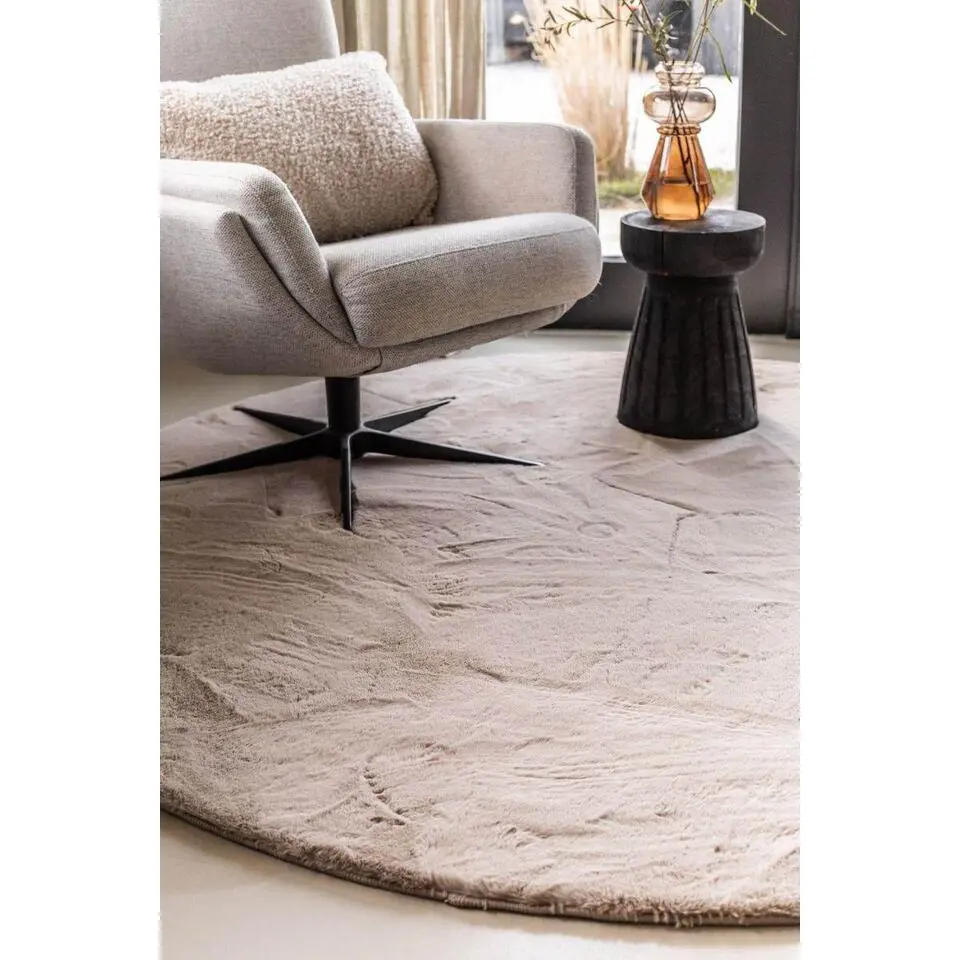 Interieur05 rond vloerkleed Lux beige/taupe - 120 x 120 cm