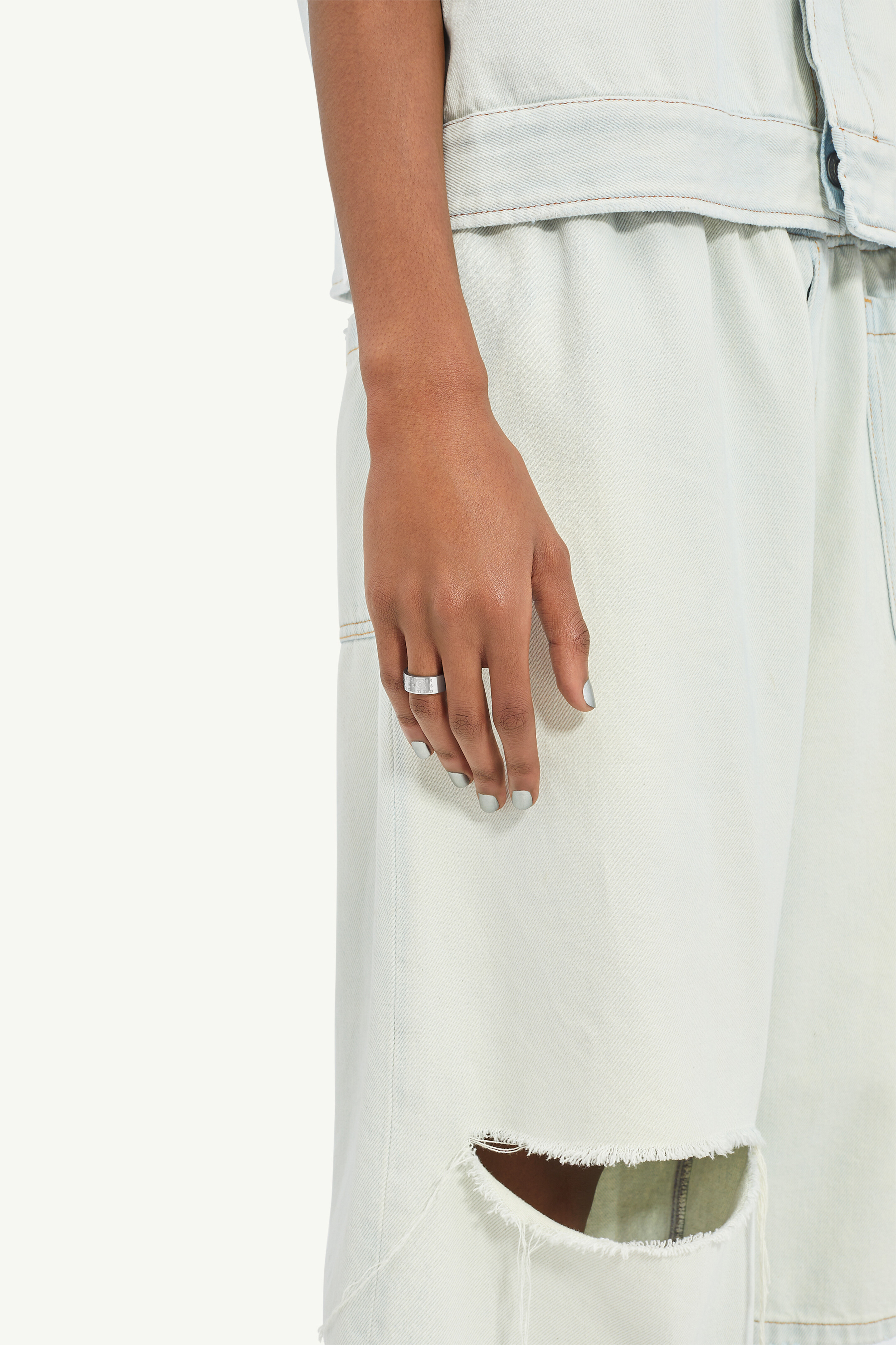 Bague Numeric minimal signature pour femme | MM6 Polished palladio